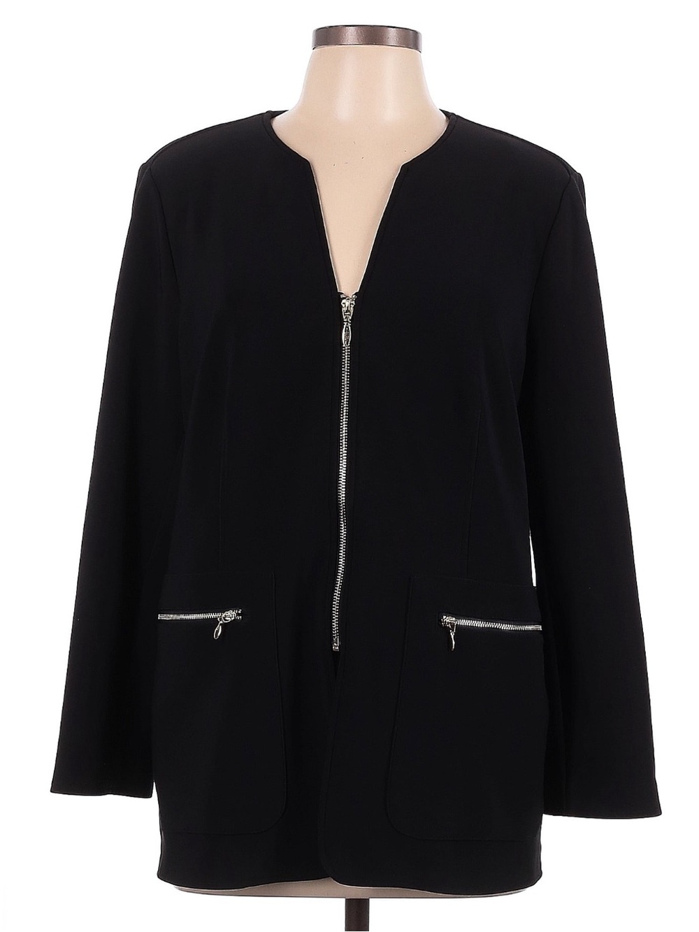Chico's Black Zip-Front Longline Jacket Size 2 or Large